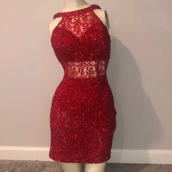 Red Prom Homecoming Semi-formal Short Tight fitting Dress - Picture 2 of 3
